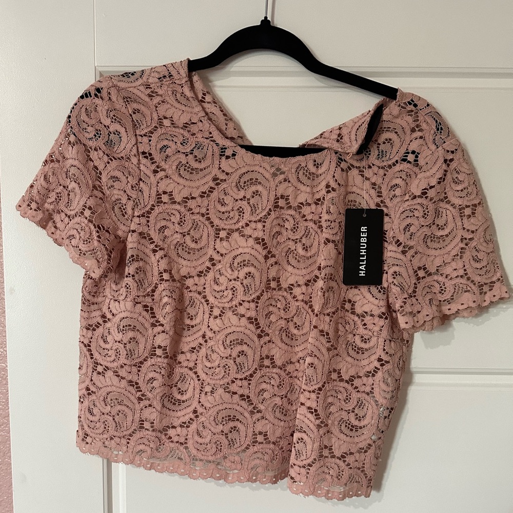 Hallhuber cropped lace top NWT